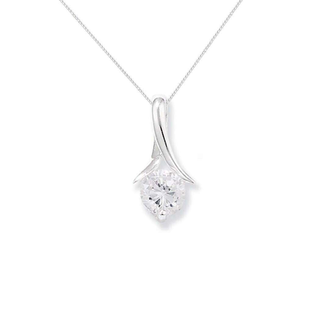 Aeon Sterling Silver White Cubic Zirconia Pendant Chain