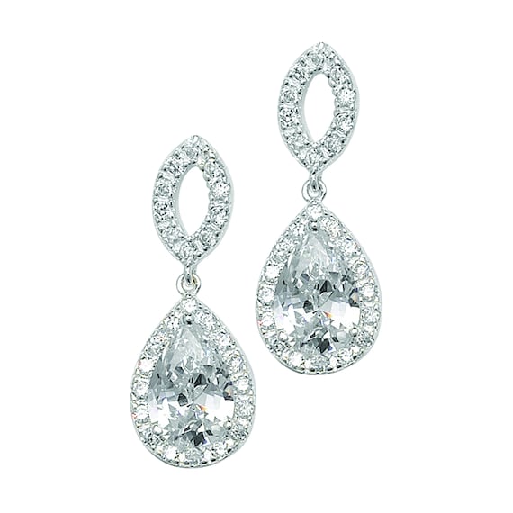 Aeon Bridal Statement White Drop Earrings Hypoallergenic Drop