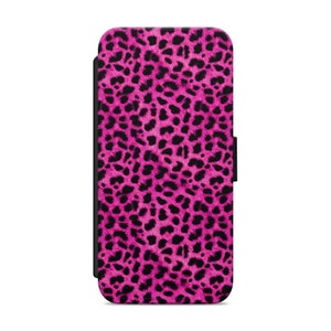 Pink Animal Skin Print Leopard Flip Wallet Phone Case for Samsung iPhone Huawei