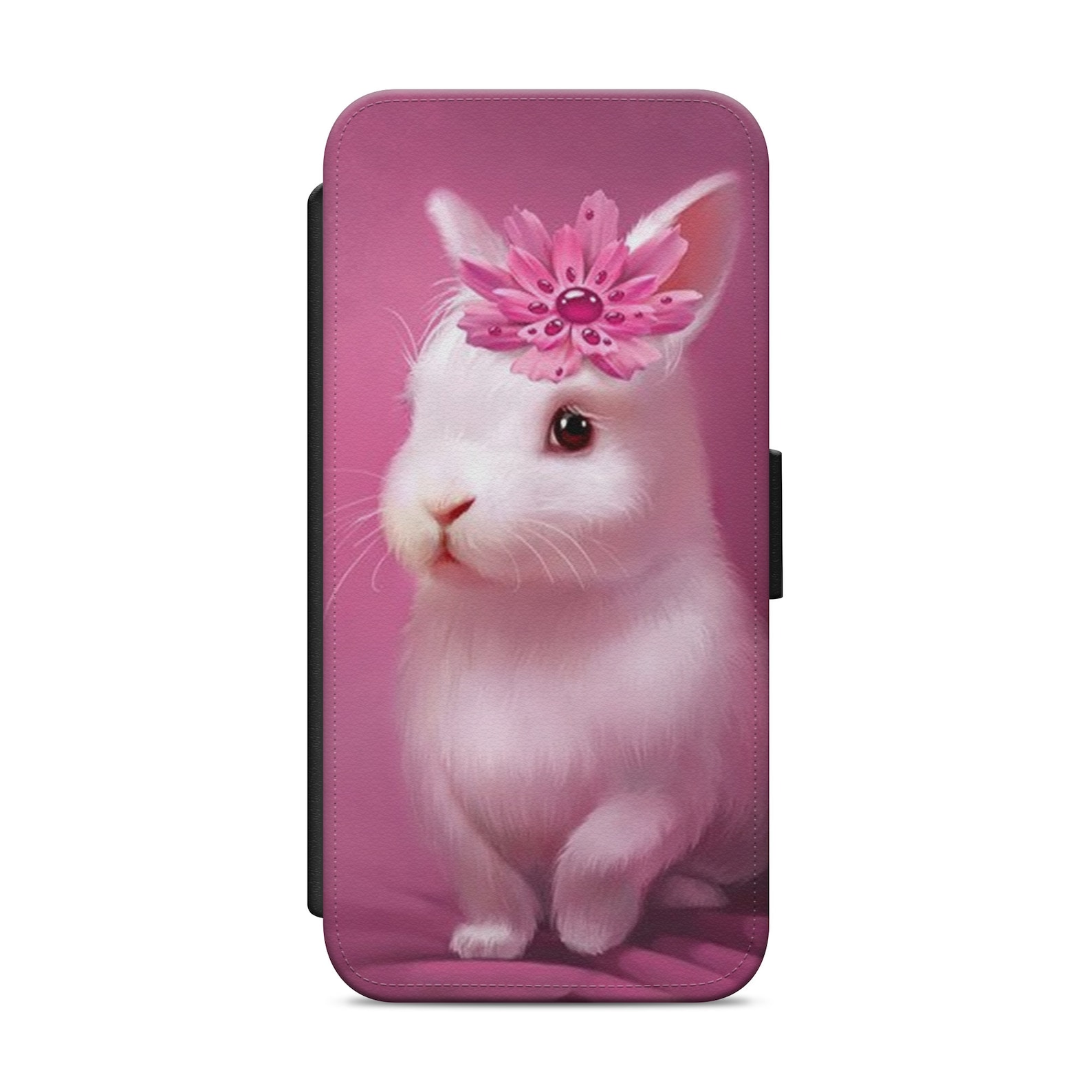 Rabbit Bunny Cute Pink Flip Wallet Phone Case for Samsung iPhone Huawei