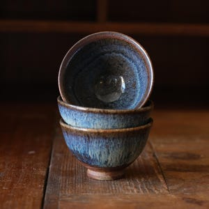Woodfired Stoneware Tea Bowls/sake cups: Handmade Local Clay Teaware, Set of 3