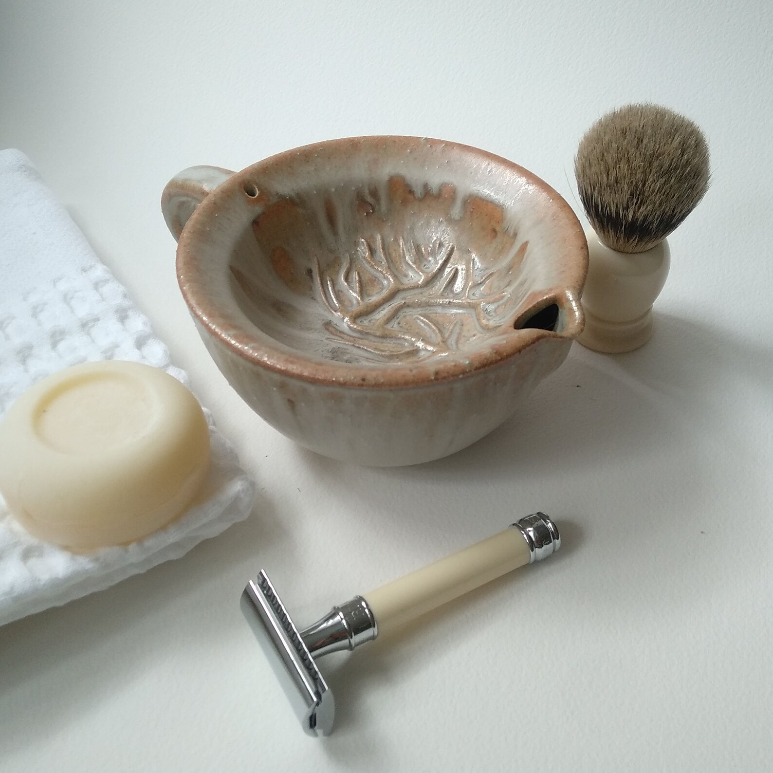 Woodfired Stoneware Shaving Scuttle. Woodfired Shaving Bowl Etsy
