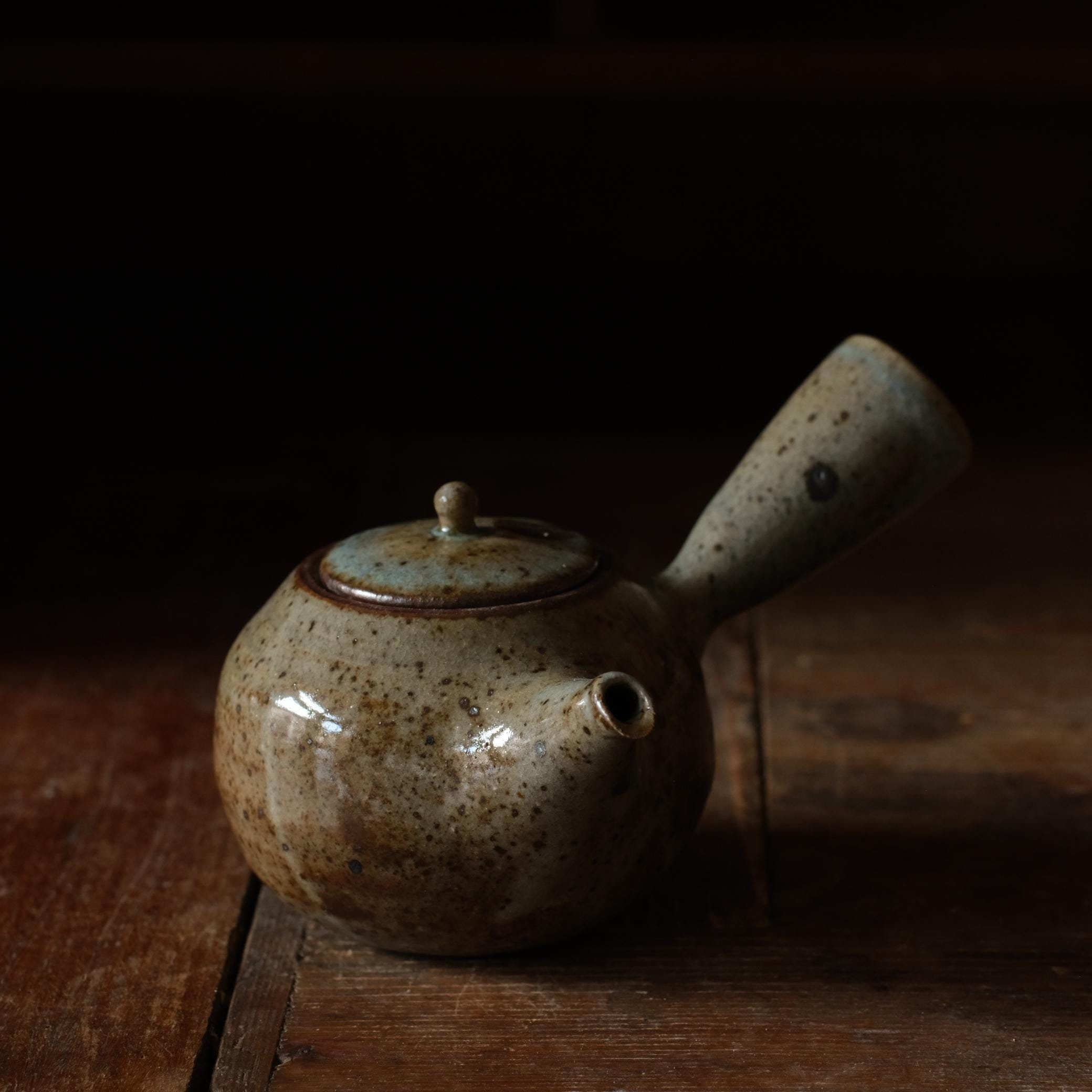 Woodfired Ceramic Kuysu Teapot: Japanese Stoneware side-handled teapot from local clay (190 ml)