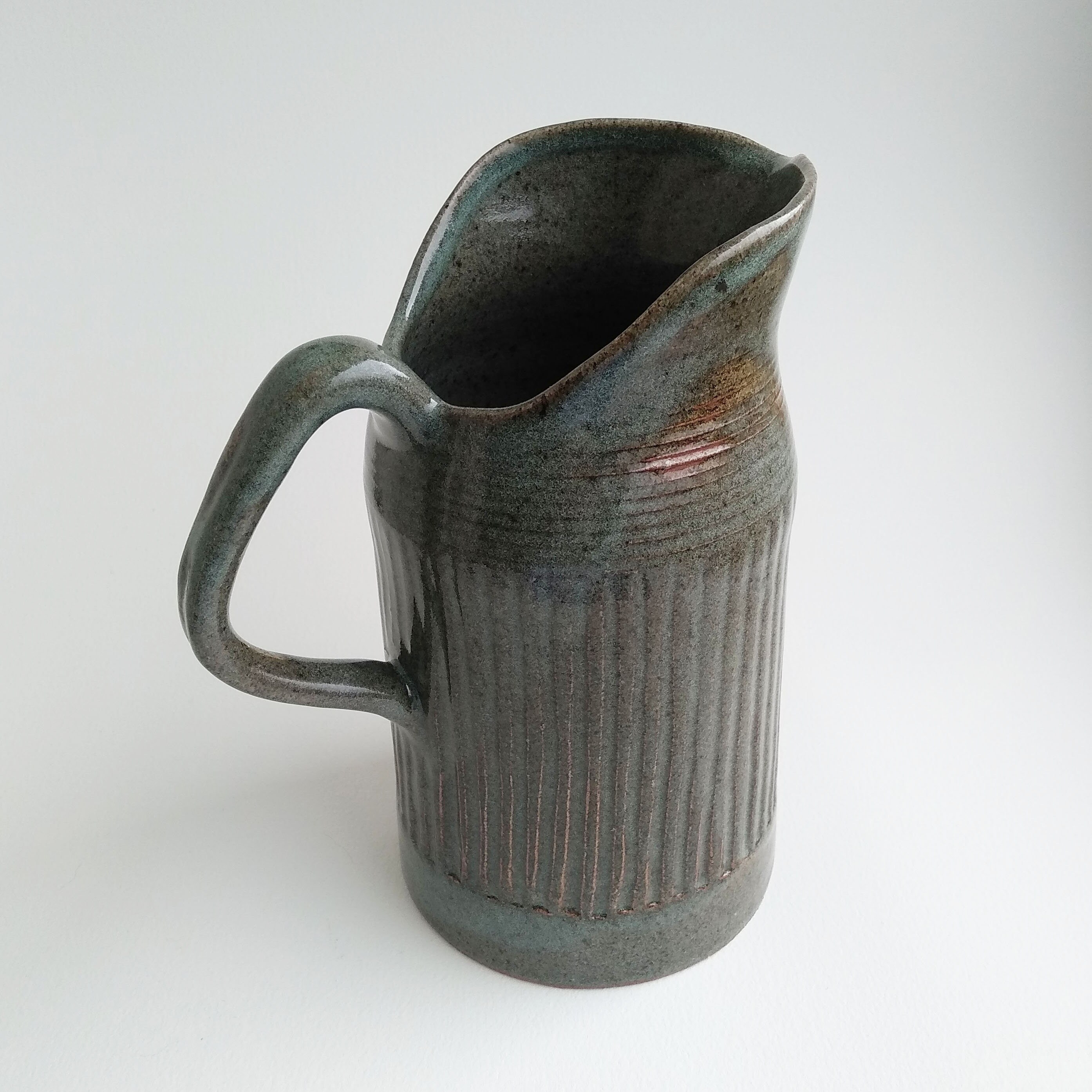 Salbei grün blau handgemachter Keramik Krug. Holzbrand Keramik | Etsy