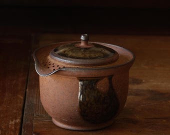 Woodfired Ceramic Shiboridashi Teapot: Japanese Wabi-Sabi Gaiwan