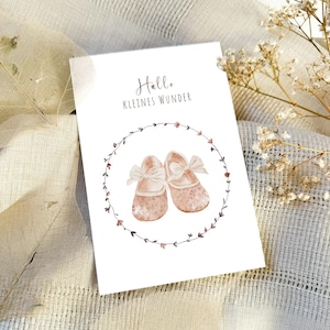 Geburtskarte "Hallo kleines Wunder", Karte zur Geburt Din A6, Niedliche Babykarte Perfekt als Geschenk für Neugeborene, Postkarte Umschlag