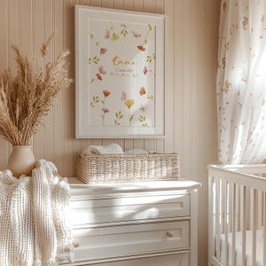 Süßes Geburtsposter fürs Kinderzimmer – Geschenk Geburt, Personalisierte Geburtstafel als Kinderzimmer Dekoration, Geburtsblumen poster Bild 9