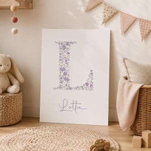 Blumen Initial Poster, Blumen Monograms, Personalisiertes Namensposter