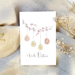 Simpatico biglietto di auguri con coniglietto pasquale per la famiglia e gli amici, biglietto di auguri allegro con uova di Pasqua colorate A6, cartolina d'amore per bambini