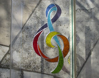 Sonnenfänger "Notenschlüssel" Tiffanytechnik fürs Fenster