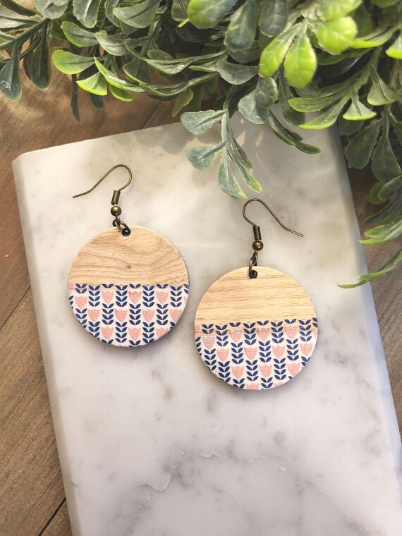 Wooden Circle Earrings.