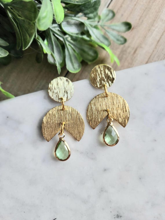 Light Green Gemstone Earrings