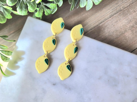 Fun Lemon Fruit Dangle Earrings