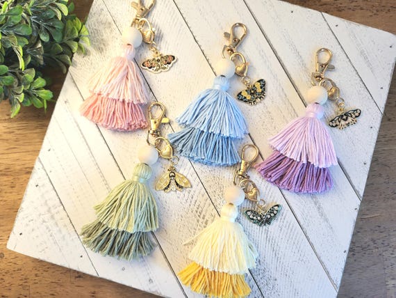 Colorful Tassel Keychain with Butterfly Charm