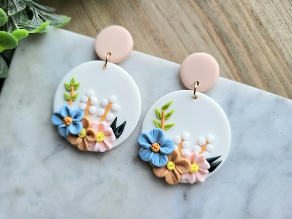 Pastel spring floral earrings