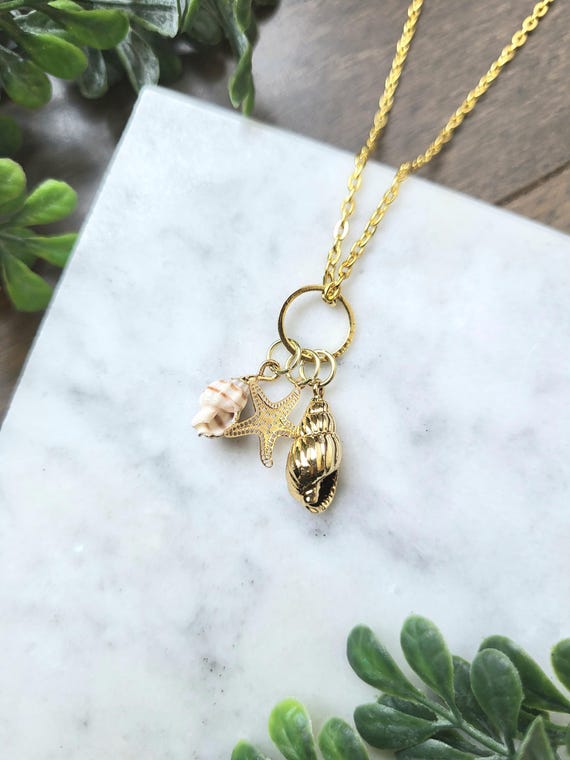 Gold Seashell Charm Necklace