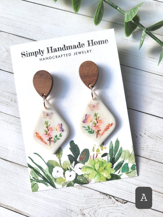 Butterfly and Flower Earrings.