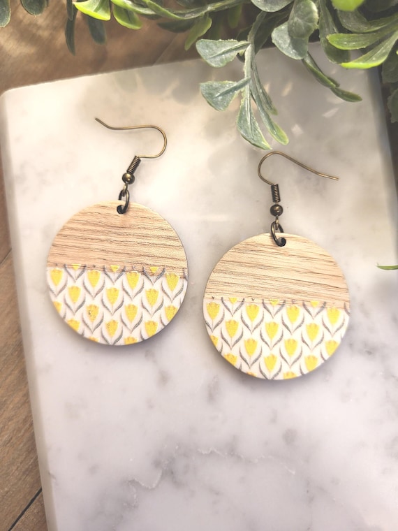 Wooden Circle Earrings.