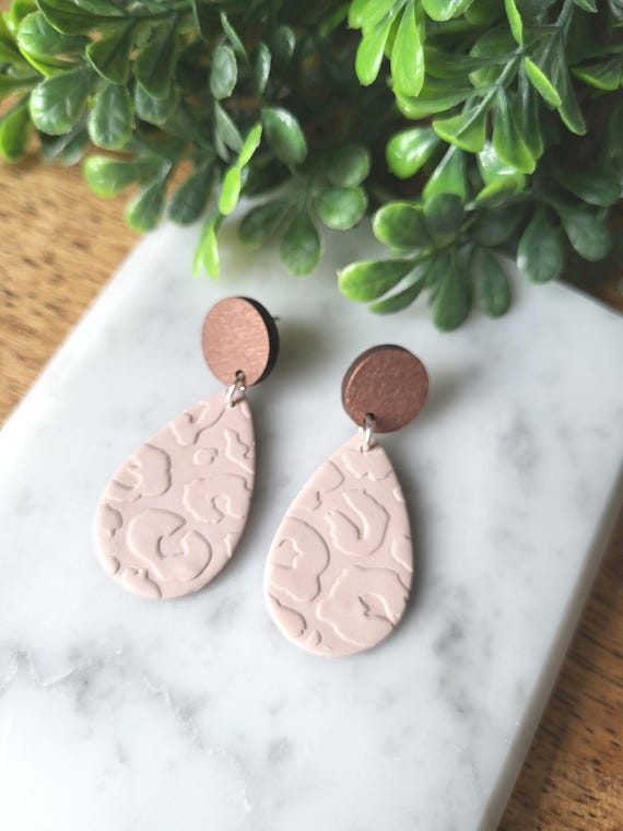 Tan Leopard Print Earrings.