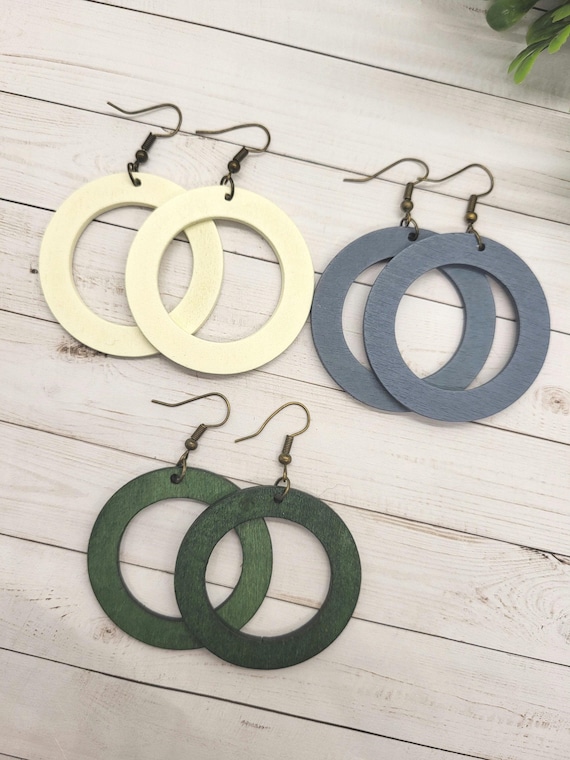 Wood Hoop Earrings.