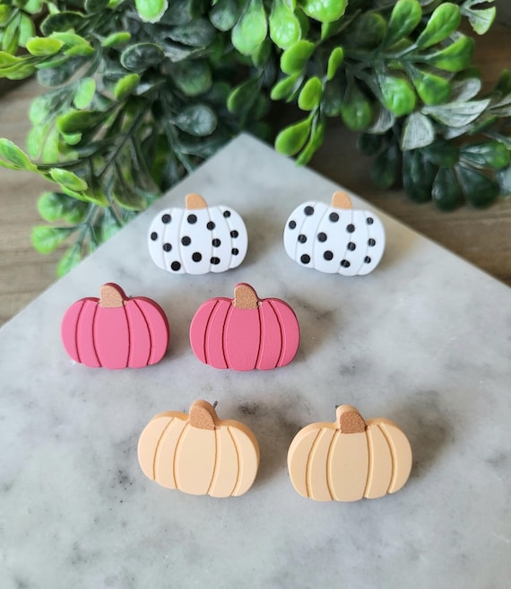 Fun Colorful Pumpkin Stud Earrings