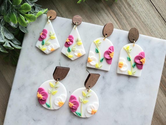 Bright spring floral earrings