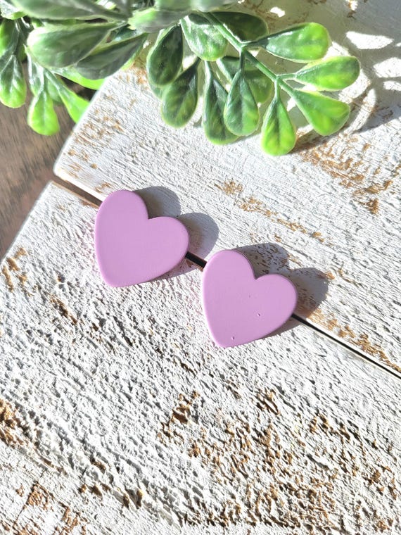 Matte Pink Heart Stud Earrings