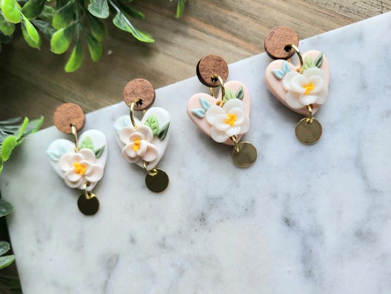 Pastel spring floral earrings