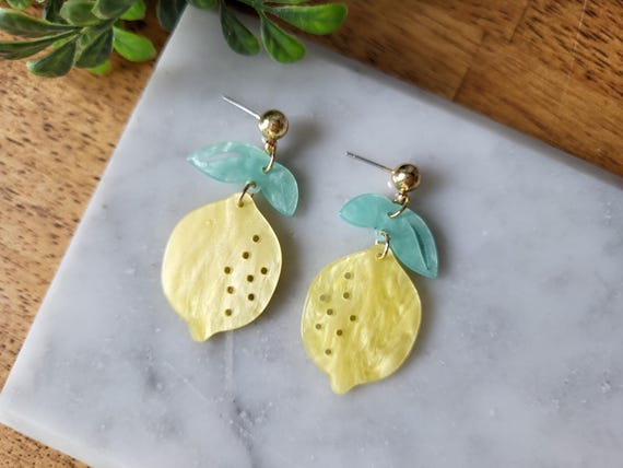 Pearly Lemon Dangle Earrings