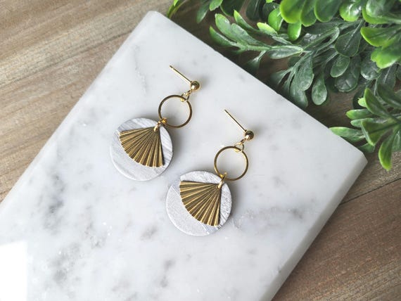 Elegant Modern Art Deco Dangle Earrings.