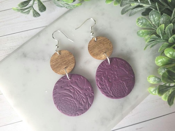 Wine Colored Clay Earrings.