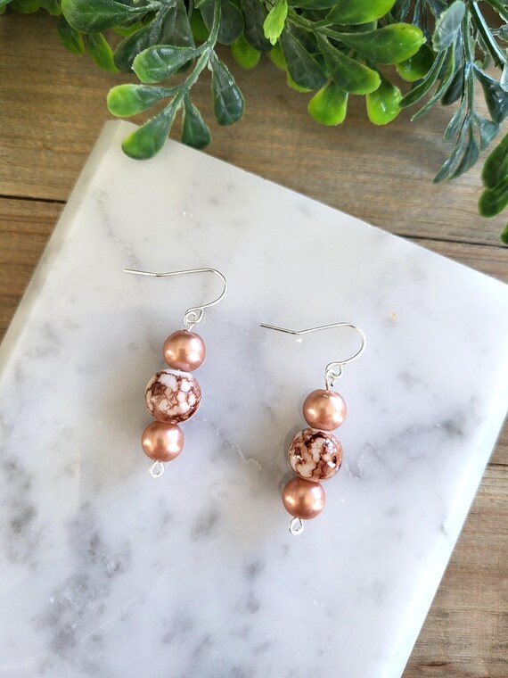 Warm Tone Bead Earrings.