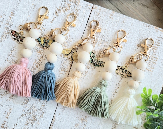 Colorful Tassel Keychain with Butterfly Charm