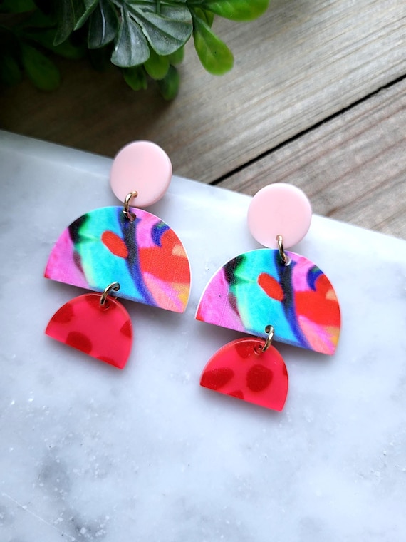 Bold Abstract Colorful Earrings