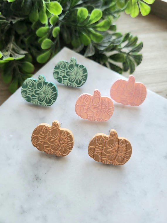 Fun Flower Pumpkin Stud Earrings