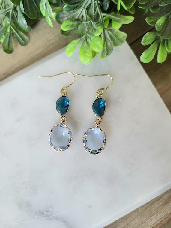 Topaz and Sapphire Gemstone Earrings
