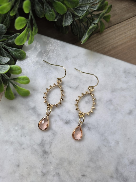 Gold Teardrop Earrings: Gemdrop Earrings, Gold Jewelry.