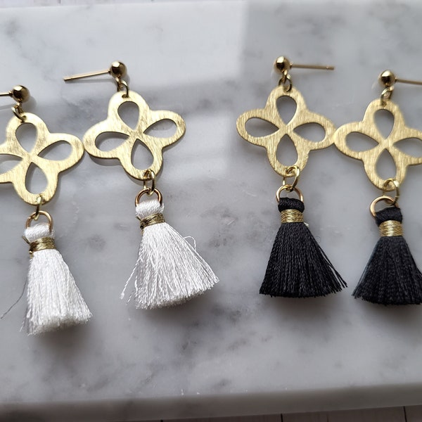 Elegant Black and Gold Tassel Earrings – Chic, Classy, and Lightweight Dangle Earrings
