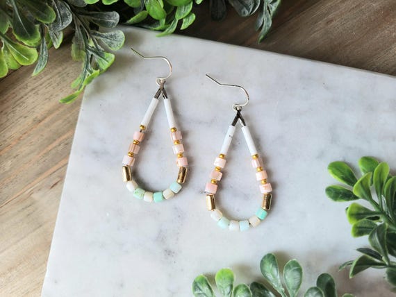 Pastel Bead Dangle Earrings