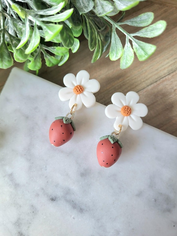 Fun Strawberry Fruit Dangle Earrings