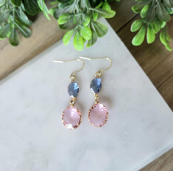 Rose and Sapphire Gemstone Earrings