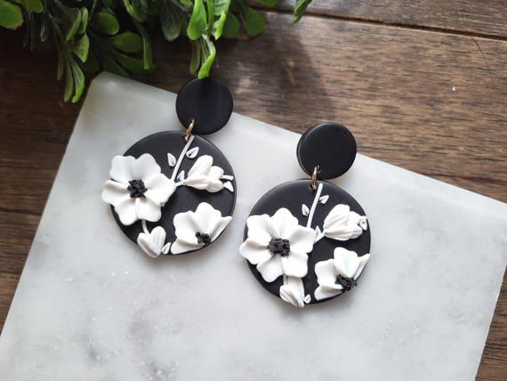 Black & White Polymer Clay Earrings