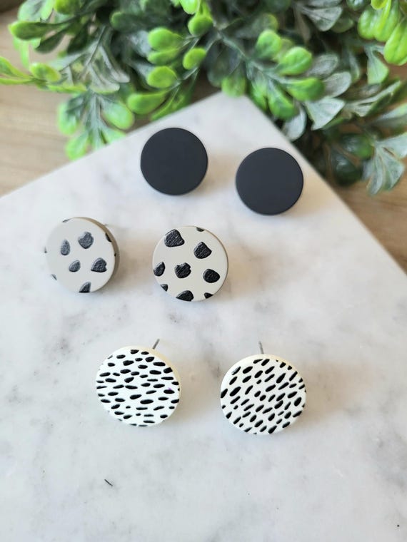 Chunky Neutral Stud Earrings