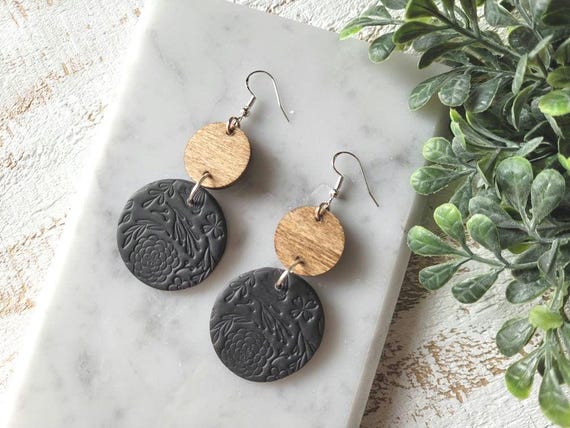 Black Clay Earrings.