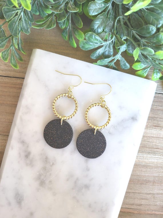 Gold and Black Earrings.