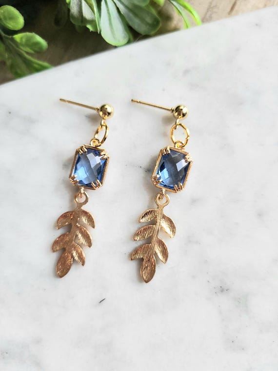 Blue Topaz Gem Dangle Earrings