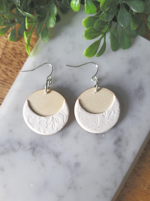 Ivory & Wood Earrings.