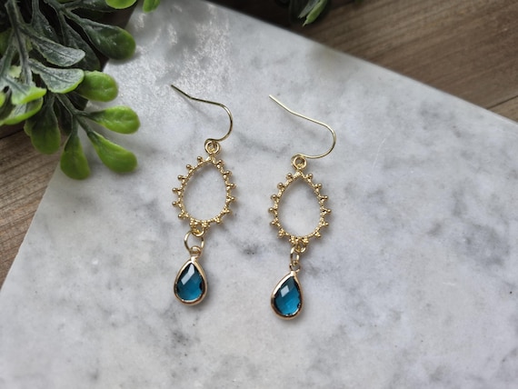 Gold Teardrop Earrings: Gemdrop Earrings, Gold Jewelry.