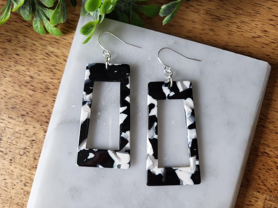Black and White Acrylic Earrings
