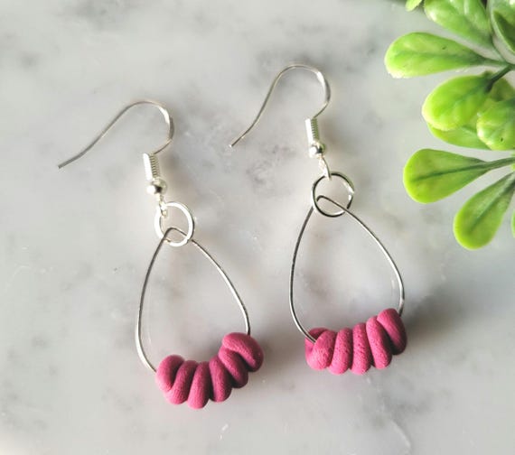 Pink Twist Teardrop Earrings.